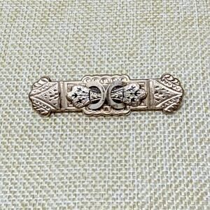 Antique Victorian Taille D'Epargne Detailed Gold Filled Bar Pin Brooch